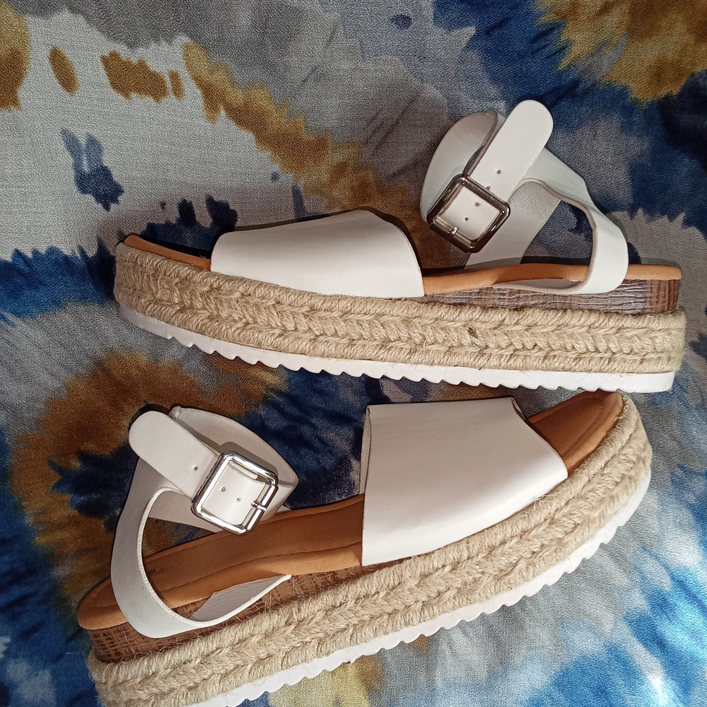 White Espadrille Platform Sandals